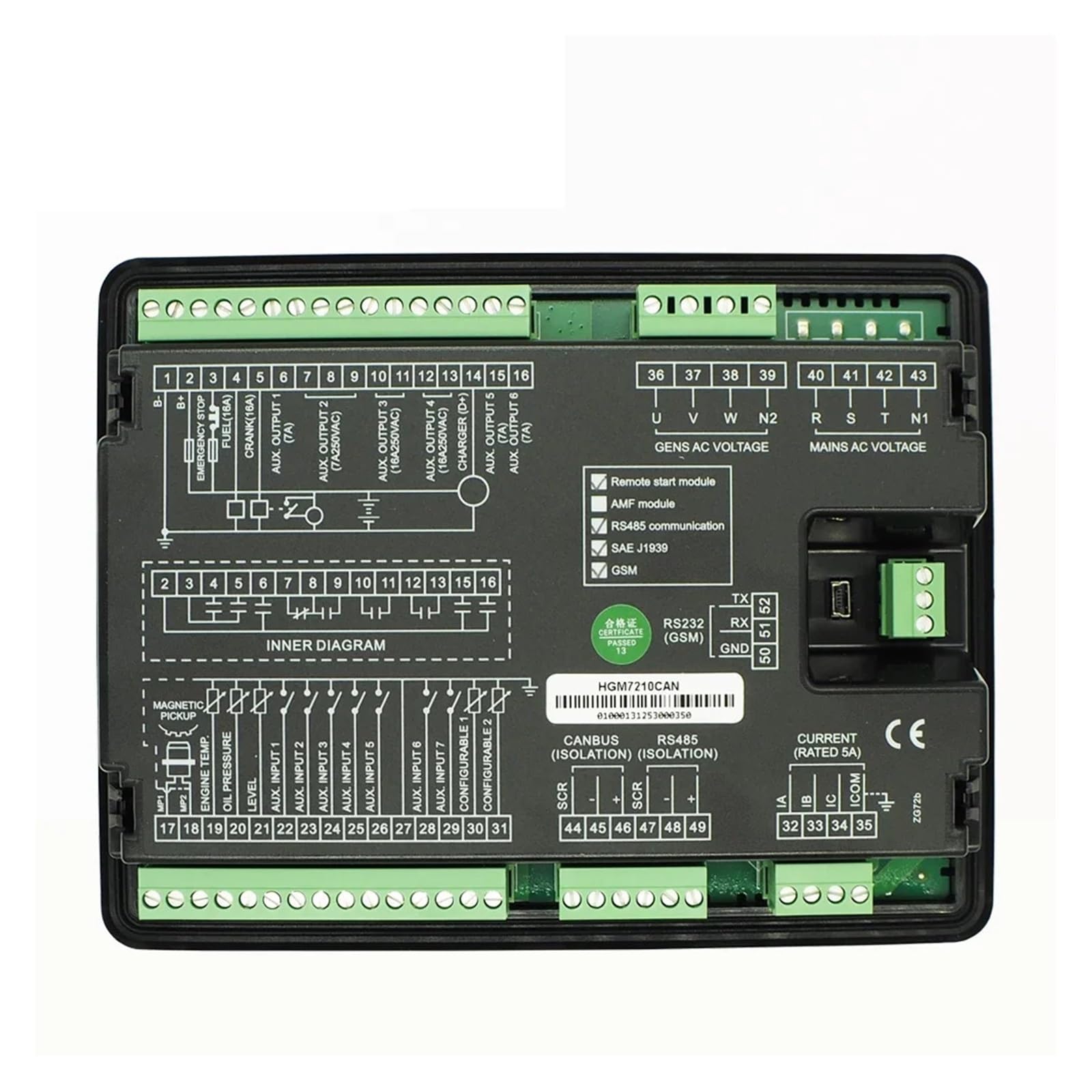 Controlador de generador de arranque y parada automáticos HGM7210CAN