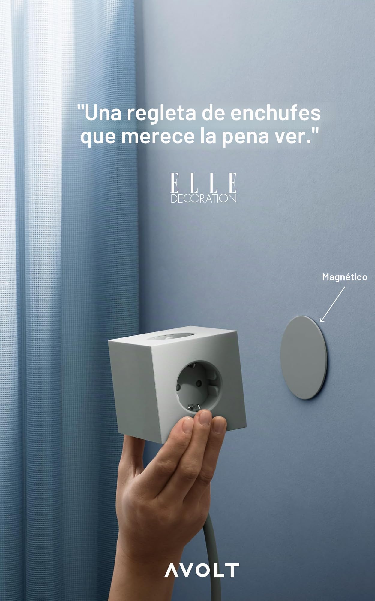 Avolt Square 1 Regleta Ladrón Cubo, 3 Enchufes, 2 USB-C 30W, 3m | Regleta ladrón beige, cable 3 m. Cubo magnético de diseño, carga rápida USB-C 30W para escritorio, hogar y oficina