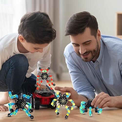 Miniatura 6 de Jerify Paquete de 40 juguetes sensoriales divertidos para ansiedad, robot de cadena transformable, juguete de dedo para bricolaje, robot, mecánico,