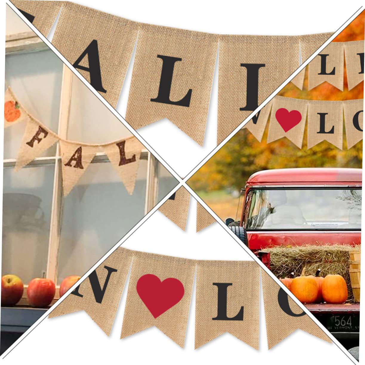 PRETYZOOM 3stücke Hochzeitsbanner Aus Leinenstoff Herbst Dekoration Für Hochzeiten Falling in Love Fotorequisiten Khaki Für Romantische Feiern Und Zuhause