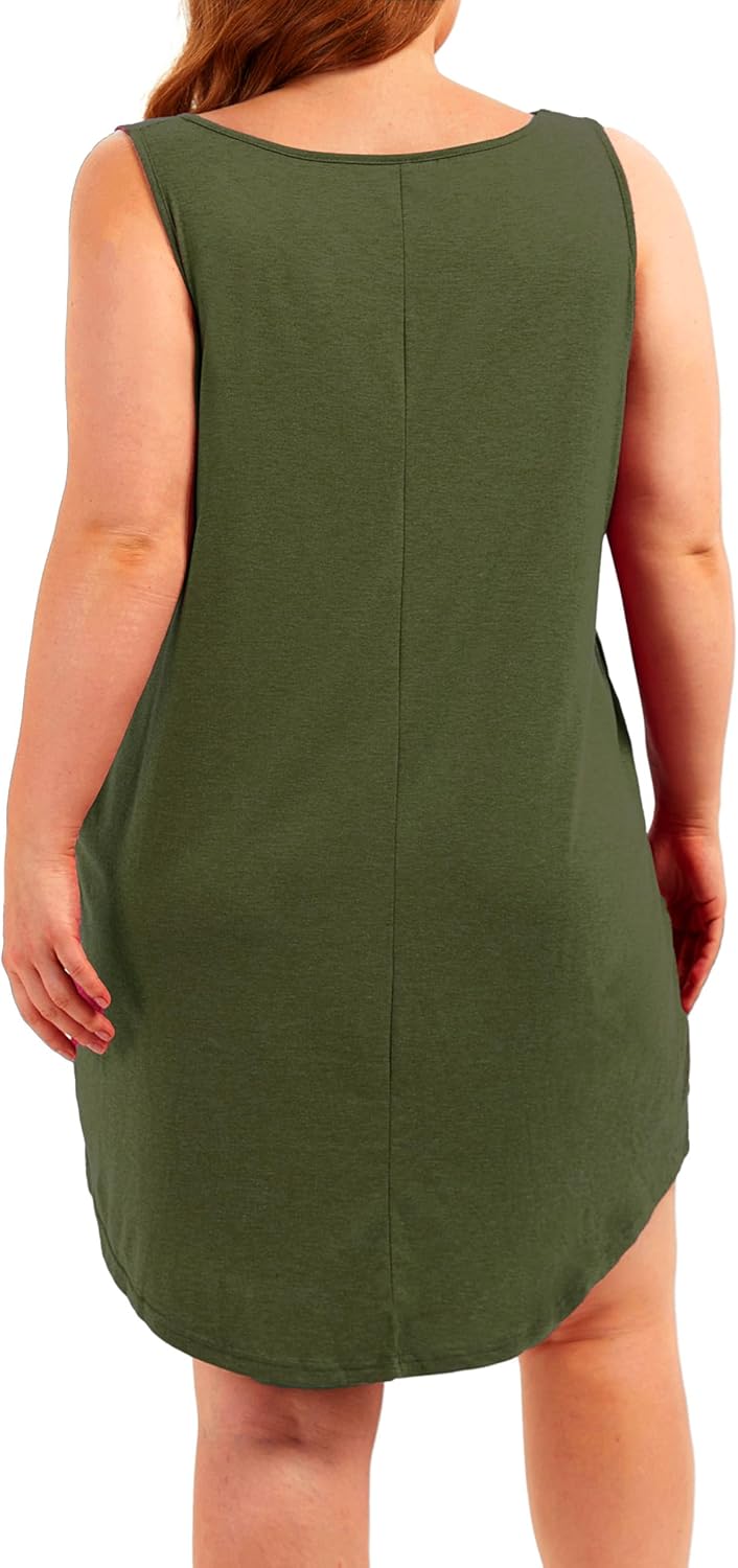 Plus Size V Neck Tank Nightgowns Women Sleepwear Sleeveless Night Gown Dresses Sleep Shirts with Pockets - Image 6