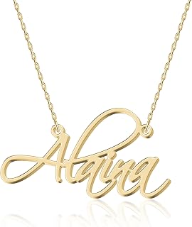 Personalized Name Necklace - Choose from 14 Font Styles - Customizable 18K Gold-Plated Pendant - Ideal Gifts for Birthdays, Valentines Mother's Day, Christmas Women, Girls, Teens, Daughters