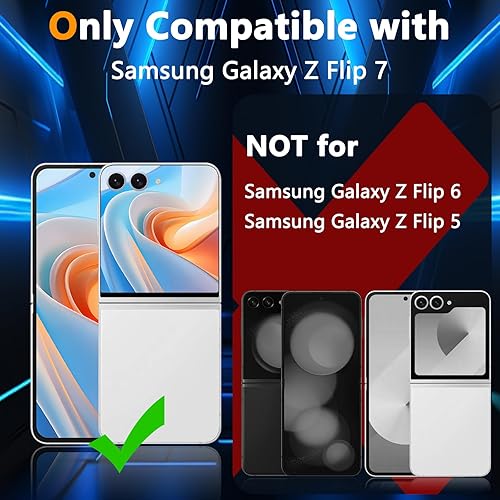 Miniatura 2 de YWXTW Protector de lente de cámara para Samsung Galaxy Z Flip 7, Bling Glitter Individual Anti Scratch Metal Ring Protector de pantalla de cámara