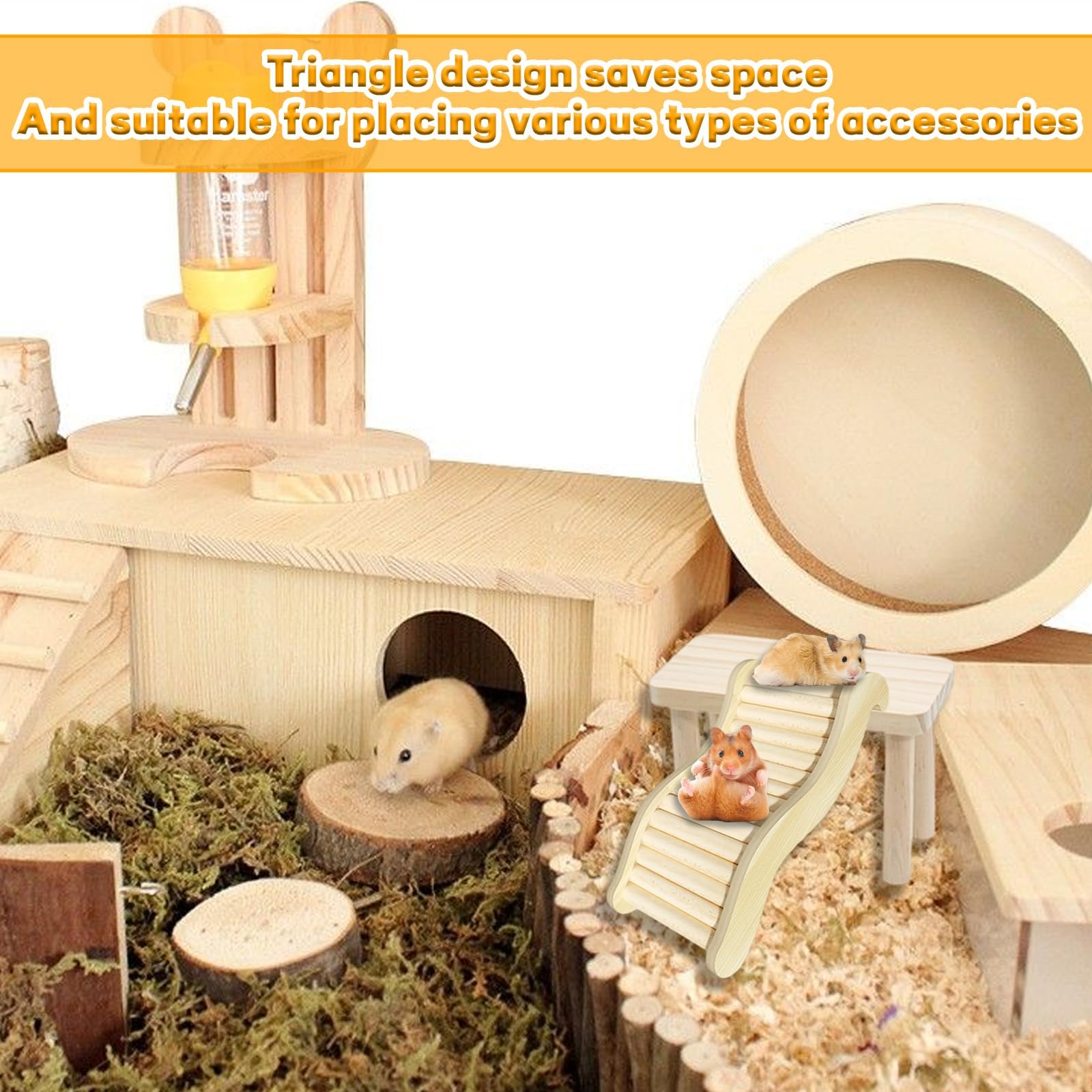 XcnPer Hamster Platform and Hamster Bridge, Wooden Small Animal Support - Image 4