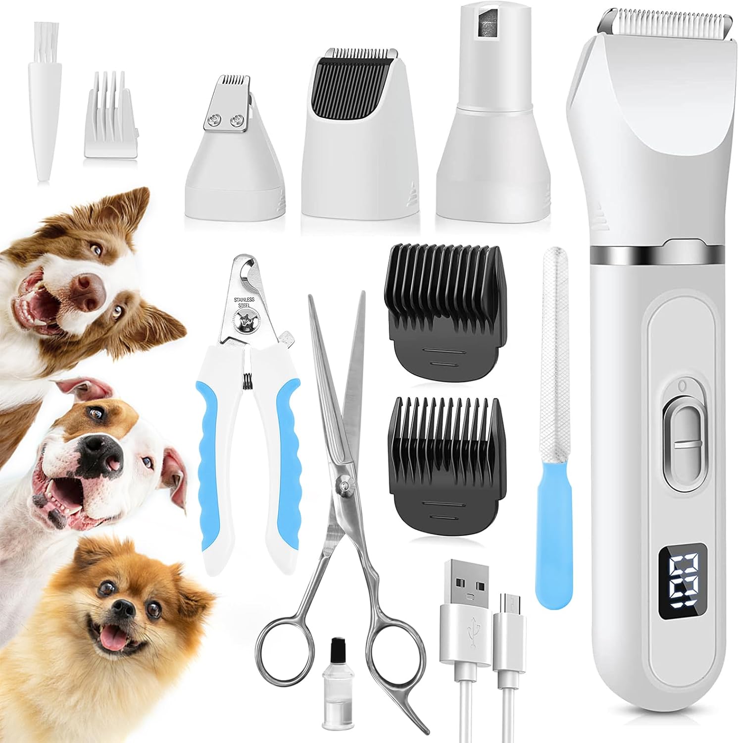RCPLAGA Dog Cat Grooming Kit,Low Noise Mini Pet Hair Trimmer Dog Paw