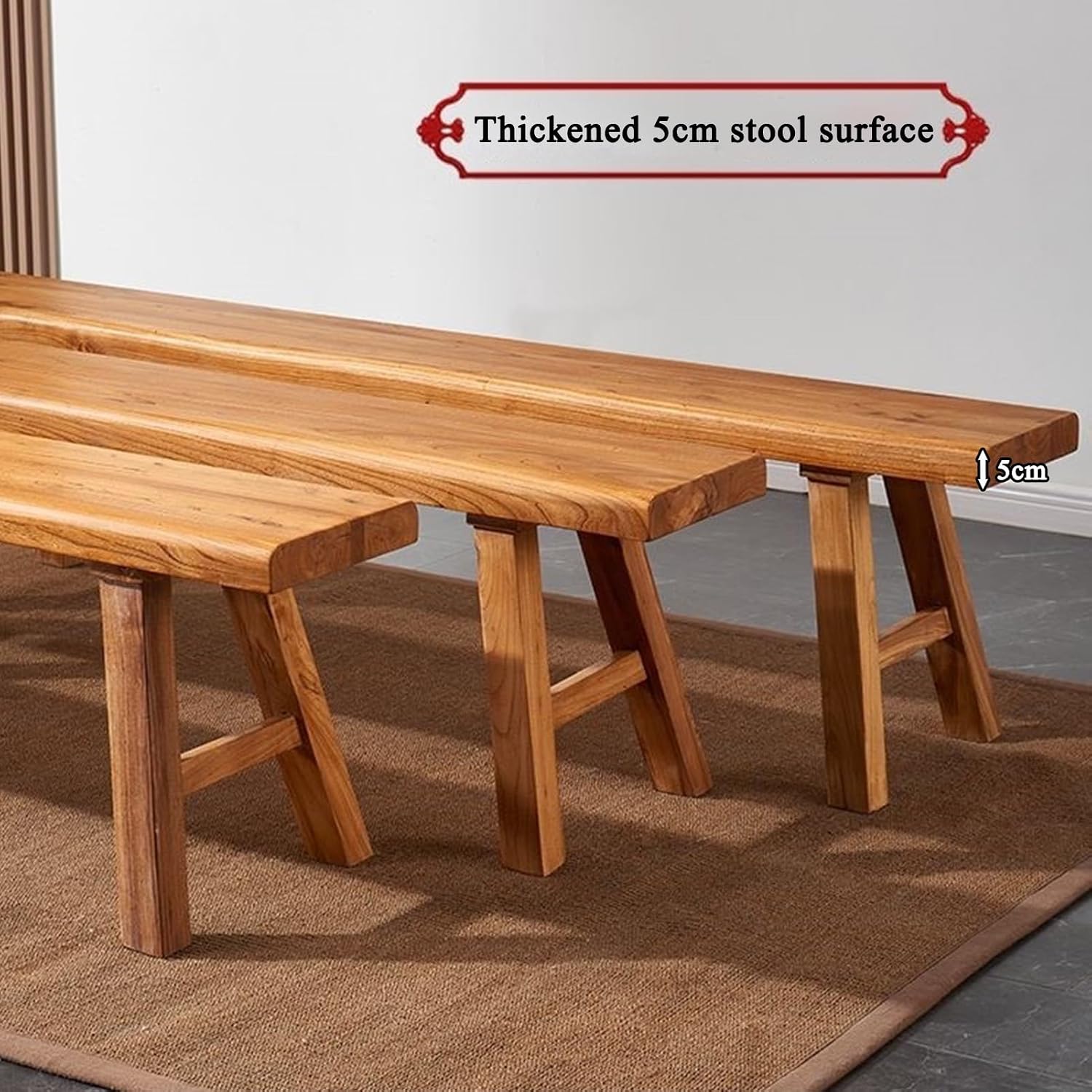 Dining Bench, Farmhouse Wood Bench, Dining Room Bench, Entryway Bench, Handcraft End of Bed Bench for Living Dining Room, Hallway and Bedroom, Rustic Brown(50cm/19.6in)