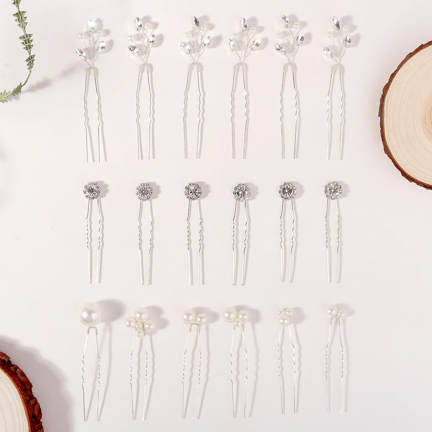 18 Pieces Bride Wedding Hair Pins Bridal Hair Accessories Set Jewelry Bridesmaids Silver HairPiece for Women