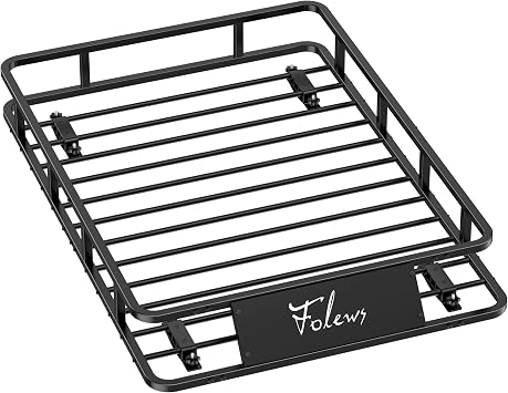 Folews Car Roof Basket 51 x 36 x 6 Inch, Heavy Duty 250LB Cargo Carrier | Roof Rack Basket, Universal Fit, Rooftop Cargo Rack Basket Steel Luggage Holder for SUV, Truck & Pickup