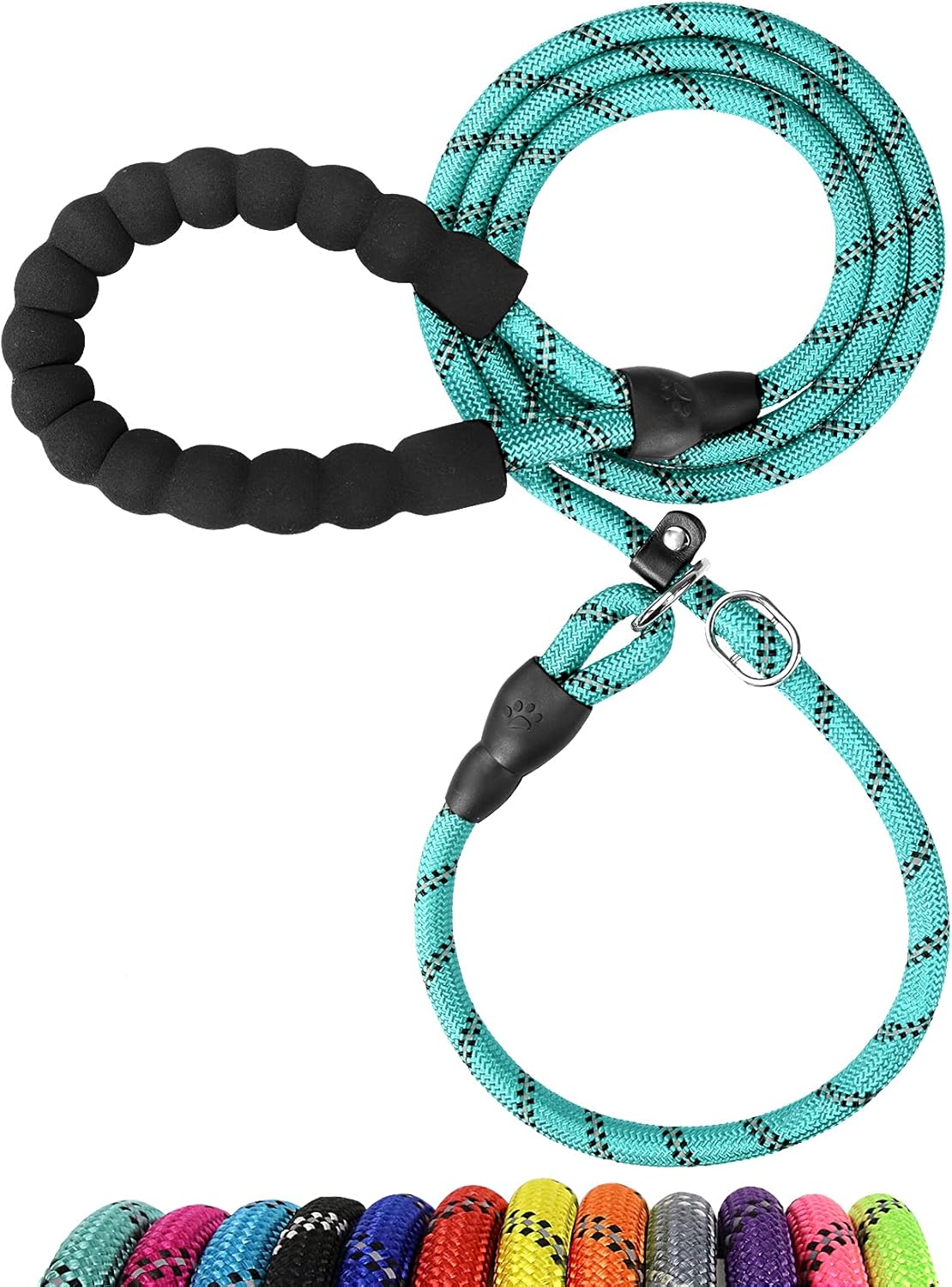 TagME Slip Lead for Dogs,1.8m Reflective Dog Lead with Soft Padded Handle, Slip-On Training Leash for Small Pet Turquoise