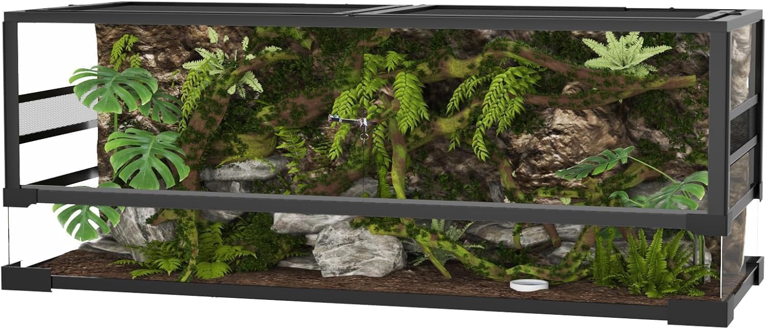 67 Gallon Reptile Tall Glass Terrarium 48" X 18" X 18" - Anti-Escape Design, Dual-Climate Water-Tight Base for Easy Maintenance,Reptile Enclosure with Top Screen Ventilation