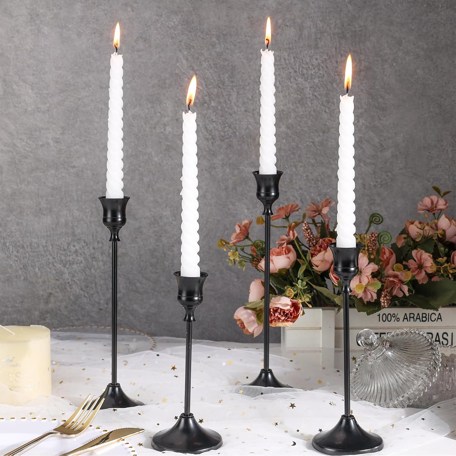 Candlestick Holders, 6PCS Metal Taper Candle Holder, Black Candle Holders for Candlesticks, Candle Holder for Wedding Fireplace Mantel Housewarming Gift - Image 4