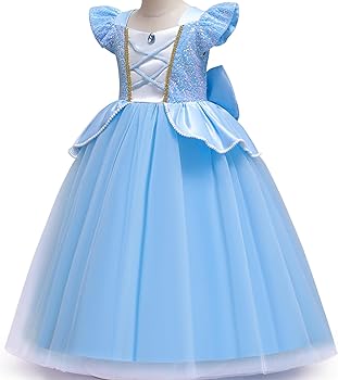 BanKids Princess Belle Costume Dress Set - Complete Outfit With Crown & Accessories For Girls 3-10 Years