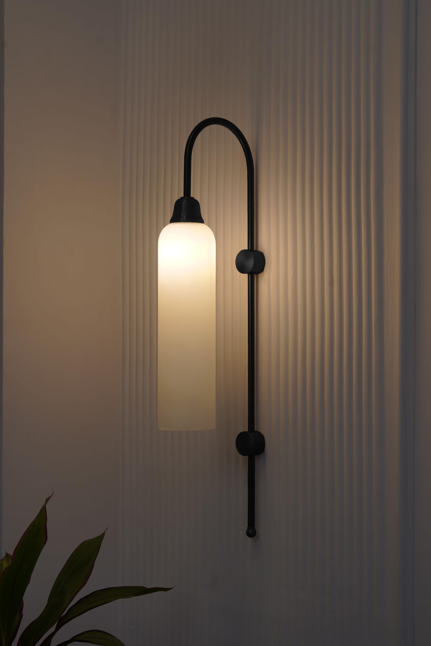 Divine Trends Modern Wall Lamp Black Polished with Frosted Milky White Long Glass for Bedside, Living Room, Bedroom, Home Decoration, Restaurant | Wall Light - Pack of 1-image-39