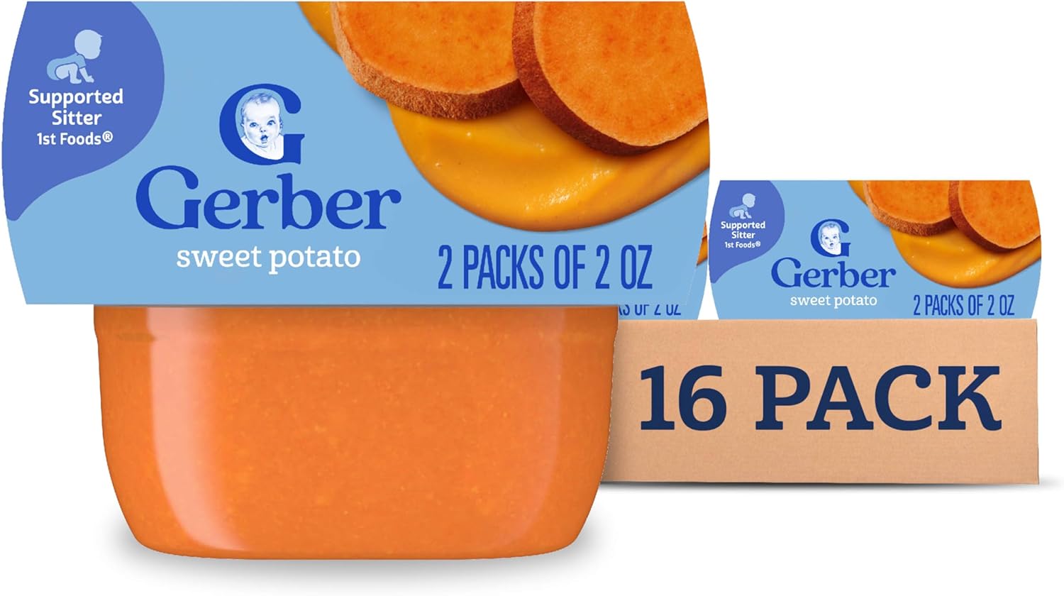 Gerber Purees 1st Foods Sweet Potato Baby Food Tubs (Pack of 8)
