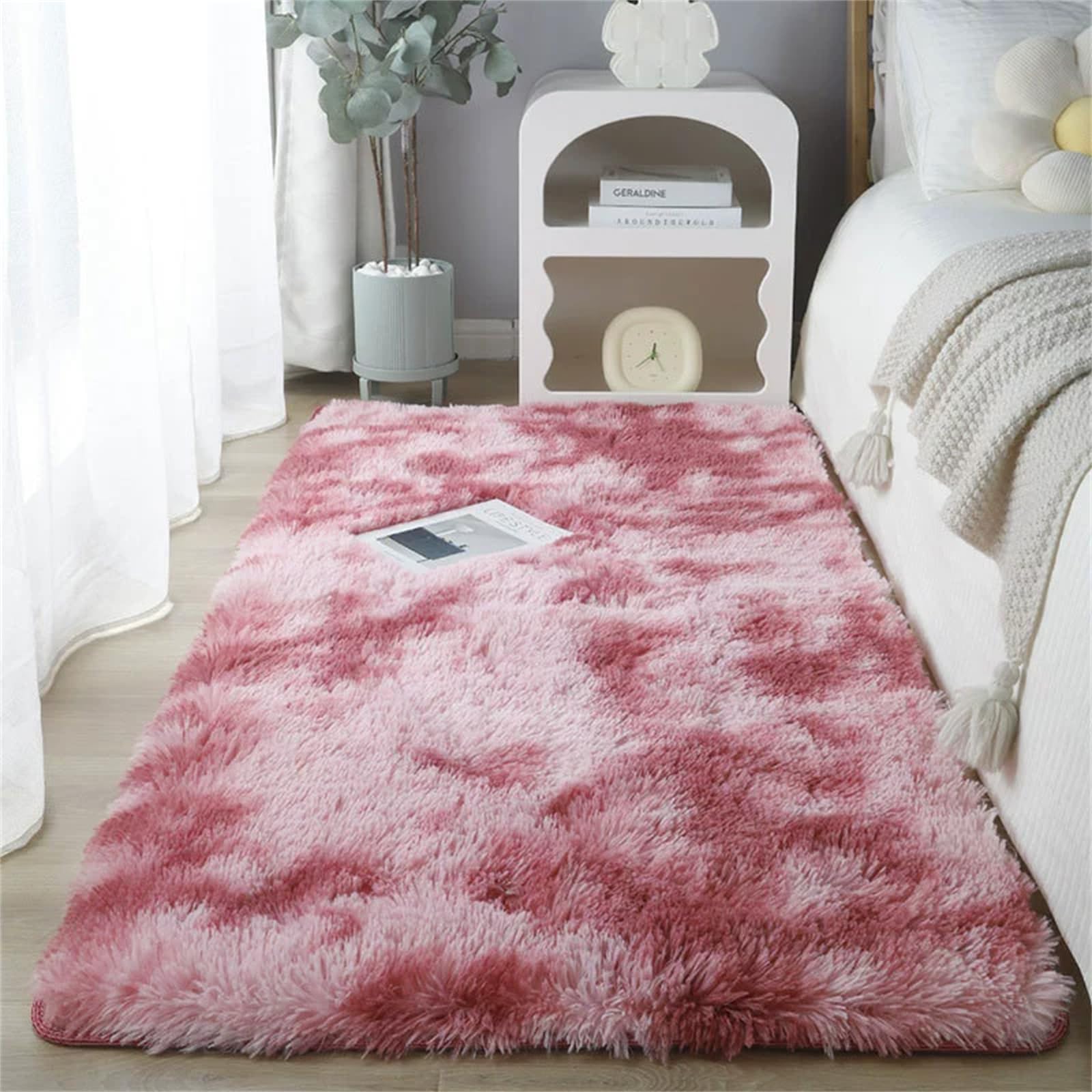 Tapis en peluche de salon effet dégradé chic lavable en machine