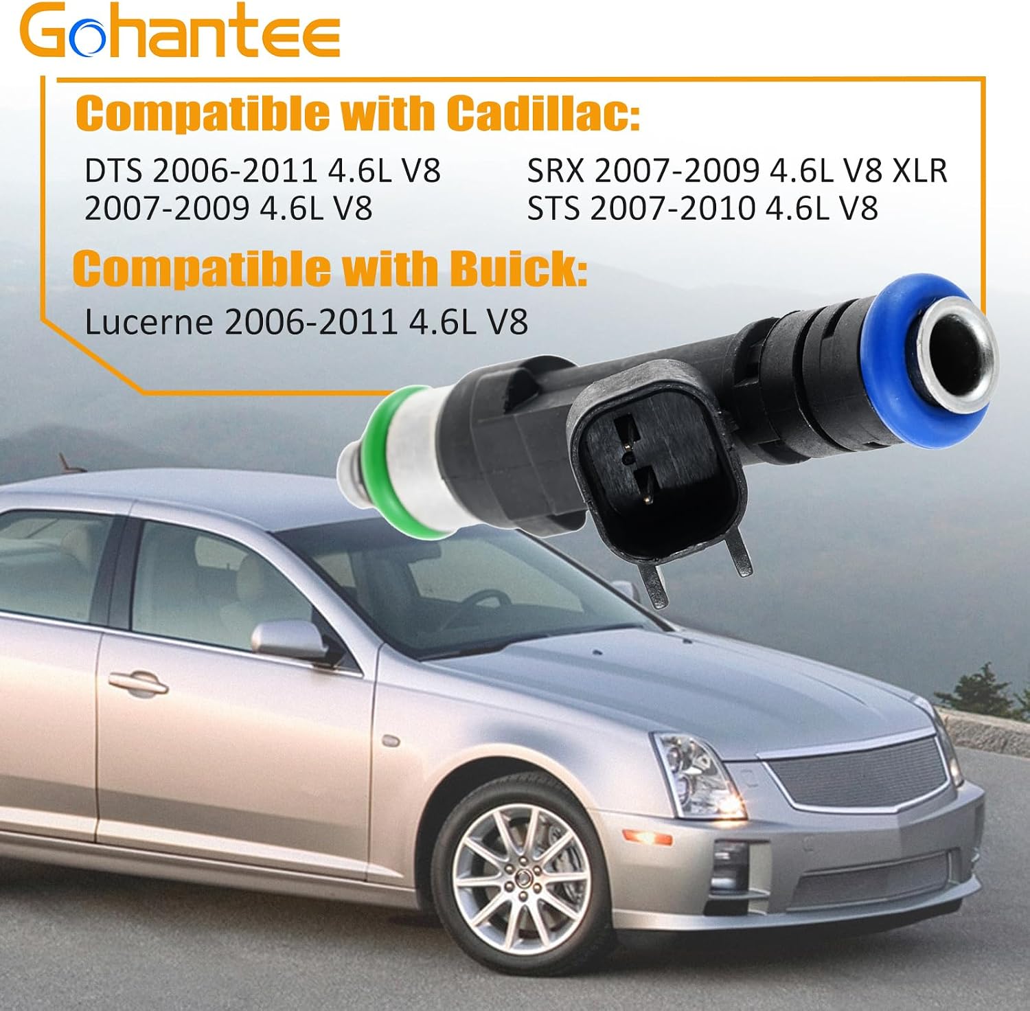 Fuel Injectors 0280158083 Compatible with Cadillac DTS 2006-2011, SRX 2007-2009, XLR 2007-2009, STS 2007-2010, Buick Lucerne 2006-2011,Replaces 12597871 12577869 217-2443 4G1997 FJ721 832-11206 (8Pcs)