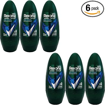 Rexona Mens Deodorant Roll-on Ice Cool, 1.5 fl oz 45 ml x 6 Packs