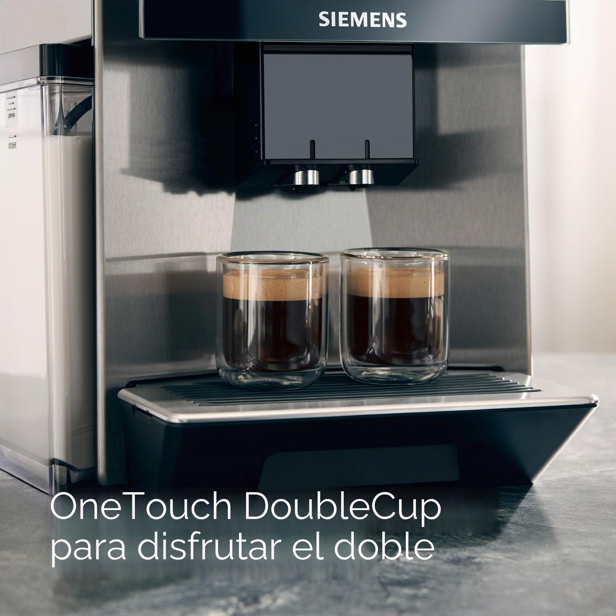 Siemens Cafetera automática EQ900 Plus TQ903DZ3, 36 especialidades de café internacionales, grado de molienda individual, control de aplicación, gran pantalla táctil completa, acero inoxidable