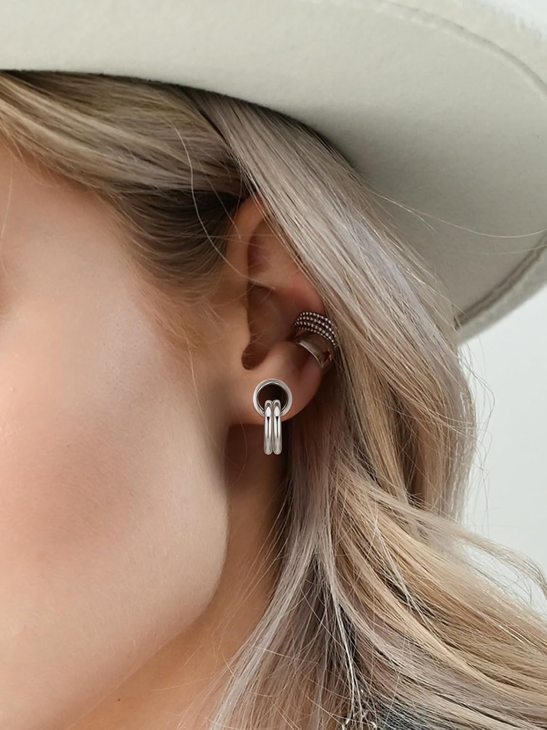 PiercingJ 1 Pair Ear Guages with Rings Ear Weight Plugs Tunnels Hypoallergenic Ear Expander Stretchers 316 Stainless Steel Hoop Earrings Piercing Body Jewelry 0G 00G 1/2" 9/16"