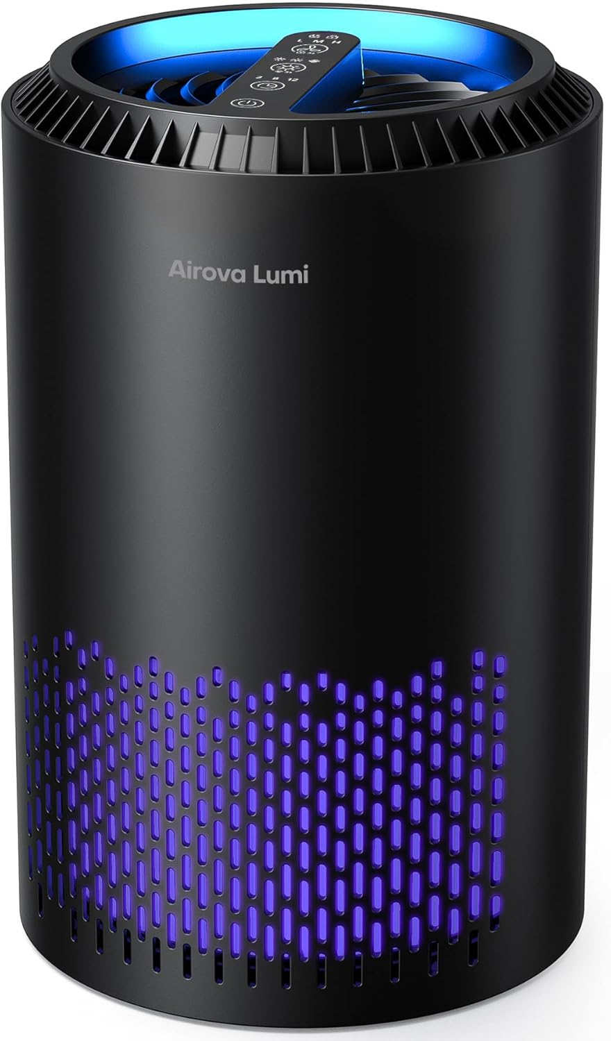 Air Purifier for Home, 3-Stage Filtration for Smoke, Pollen, Pet Dander & Odors, Quiet Sleep Mode, Energy-Saving, 3 Fan Speeds & Timer, Black