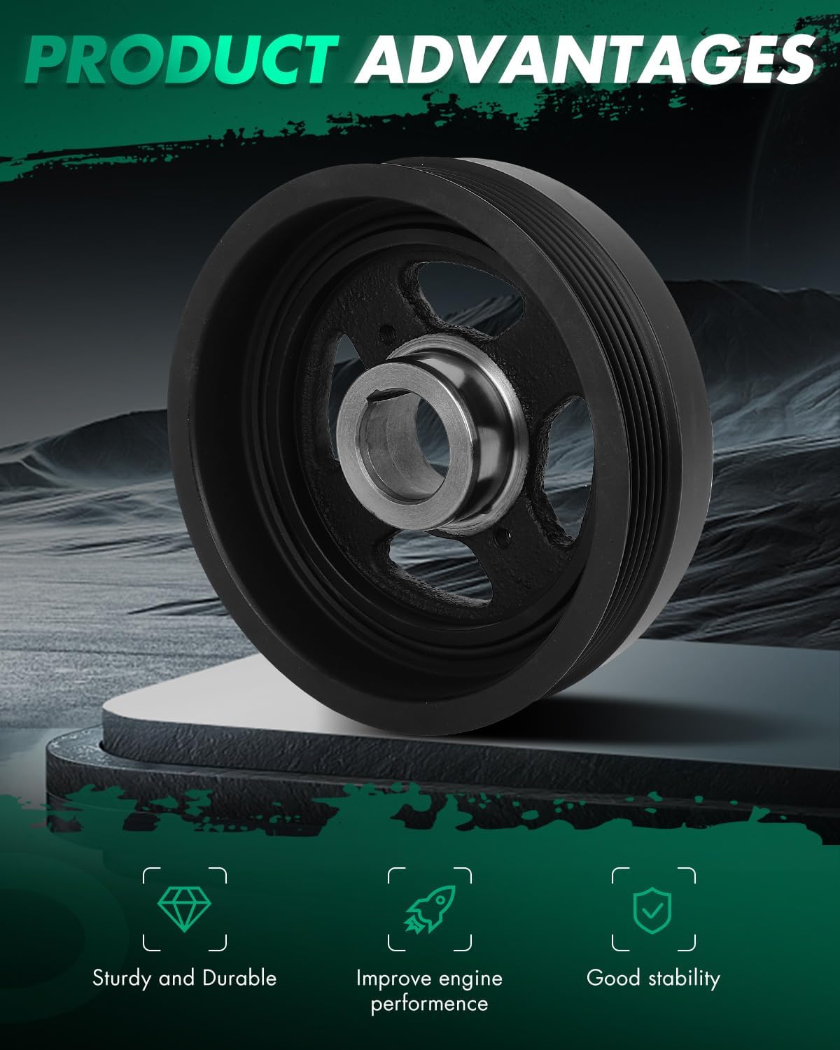 SCITOO 594-301 123038J000 Engine Harmonic Balancer Crankshaft Pulley for Nissan Altima 2002-2013, Sentra 2002-2012, Frontier 2005-2012 & Suzuki Equator 2009-2012, DOHC L4 2.5L