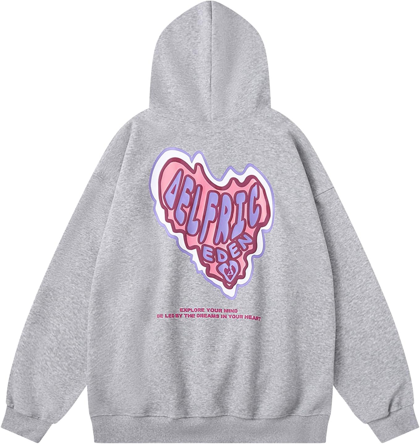 Aelfric Eden Graphic Hoodie Womens Oversized Hoodies Y2k Cute Heart Print Sweatshirt Streetwear Hooded Pullover