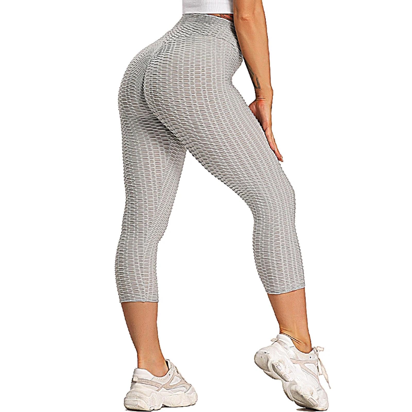 Legging Femme Pantalon Leggings Texturés pour Femmes Collants De Gymnastique Push-Up Sexy Contrôle du Ventre Pantalons De Sport De Yoga Taille Haute Fitness Course À Pied Capri