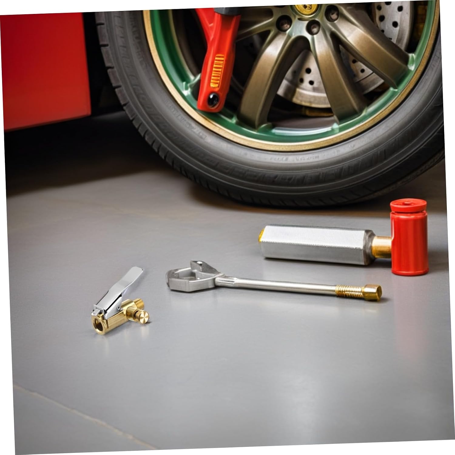 Locking Tire Chuck Set Copper Material Quick Connect Air Chuck Adapter 4pcs with Pressure Release Button for Car and Motorcycle Tire Inflation at Home or Outdoor