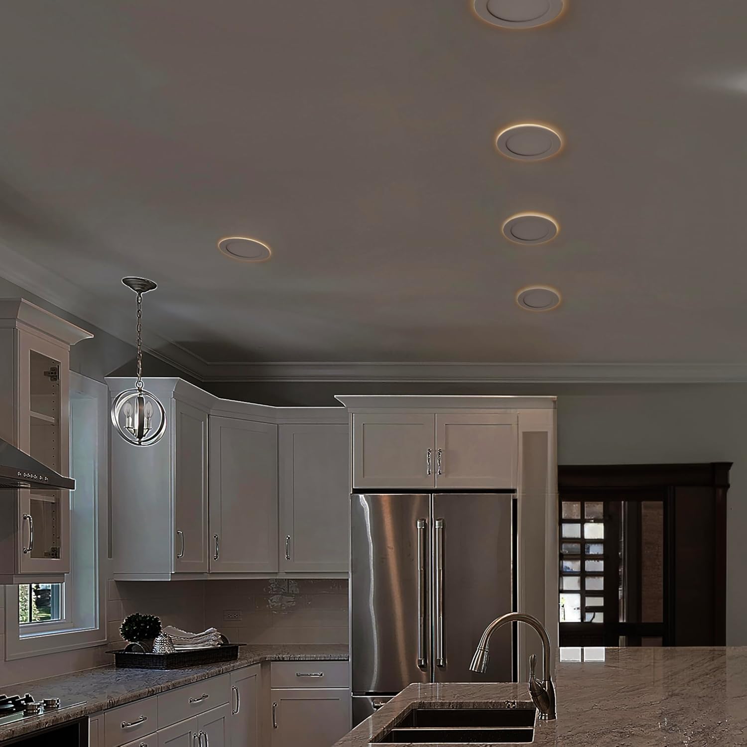 Maxxima 6 in. Slim Recessed LED Downlight with Night Light, 900 Lumens, 12 Watts, 5 CCT 2700K/3000K/3500K/4000K/5000K, 2000K Night Light, Dimmable, 90 CRI, Junction Box Included