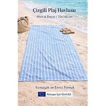 Ezgi  izgili Plaj Havlusu 70X140 Cm Mavi Beyaz Pamuklu Emici Deniz Ve Havuz Havlusu, plaj_havlu2