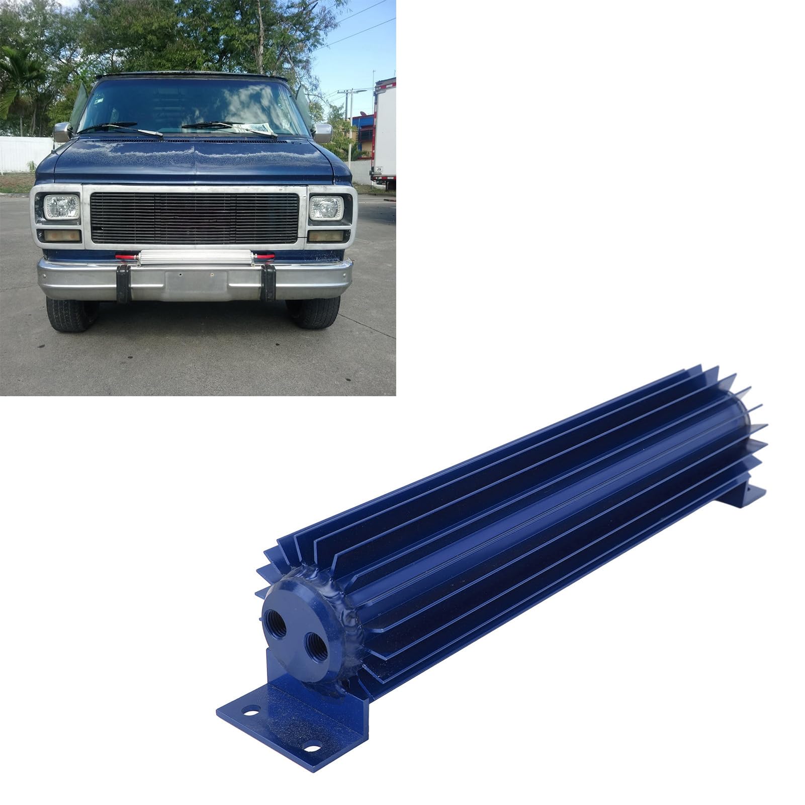 Dissipatore di Calore con Trasmissione a Doppio Passaggio in Alluminio Anodizzato Alettato a Doppio Canale, Universale per Camion per Auto (Blue)