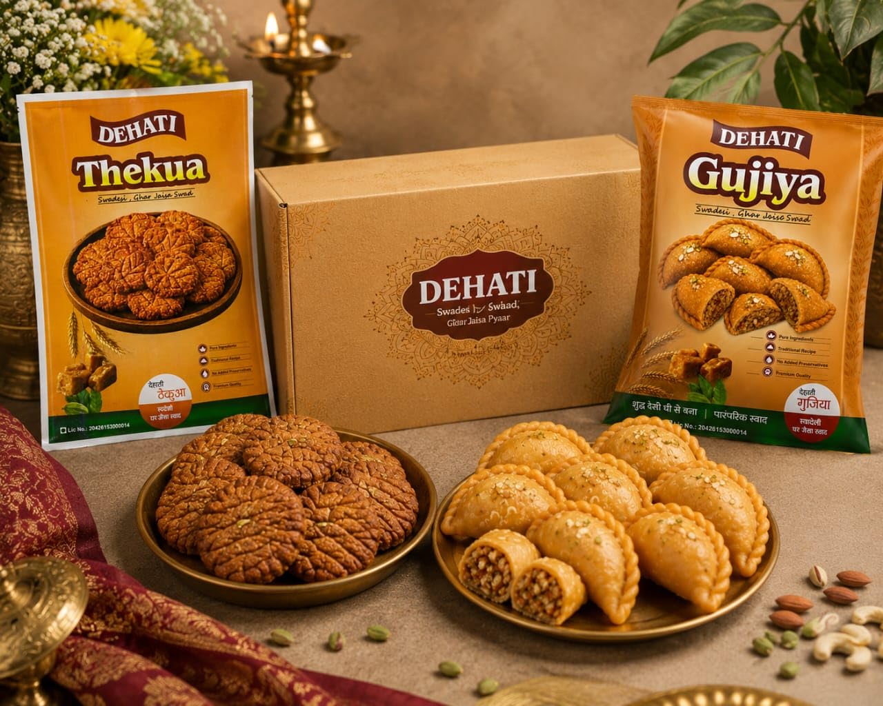 dehati thekua and gujiya combo 1kg (500g+500g)