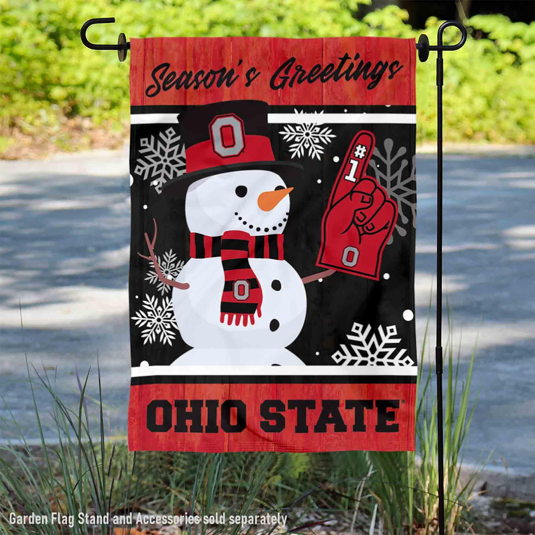 Ohio State Buckeyes Holiday Winter Snow Garden Banner Flag