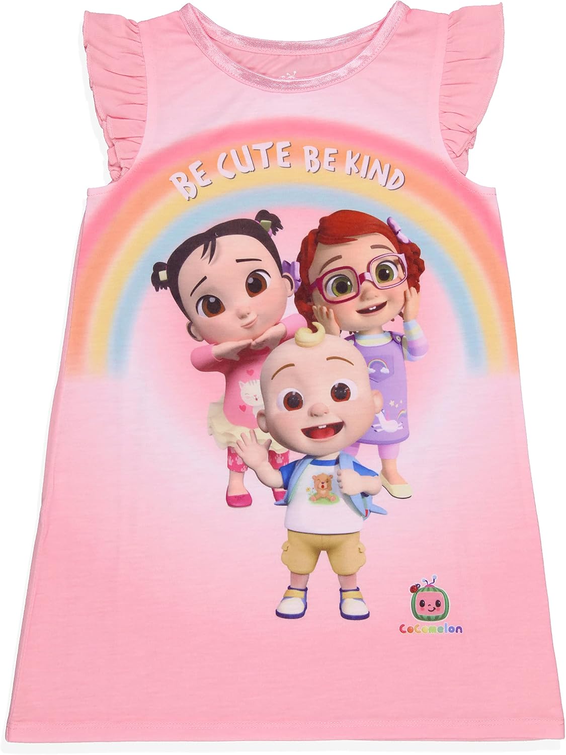 Komar Kids CoComelon Toddler Girls Be Cute Be Kind Ruffle Sleeve Nightgown