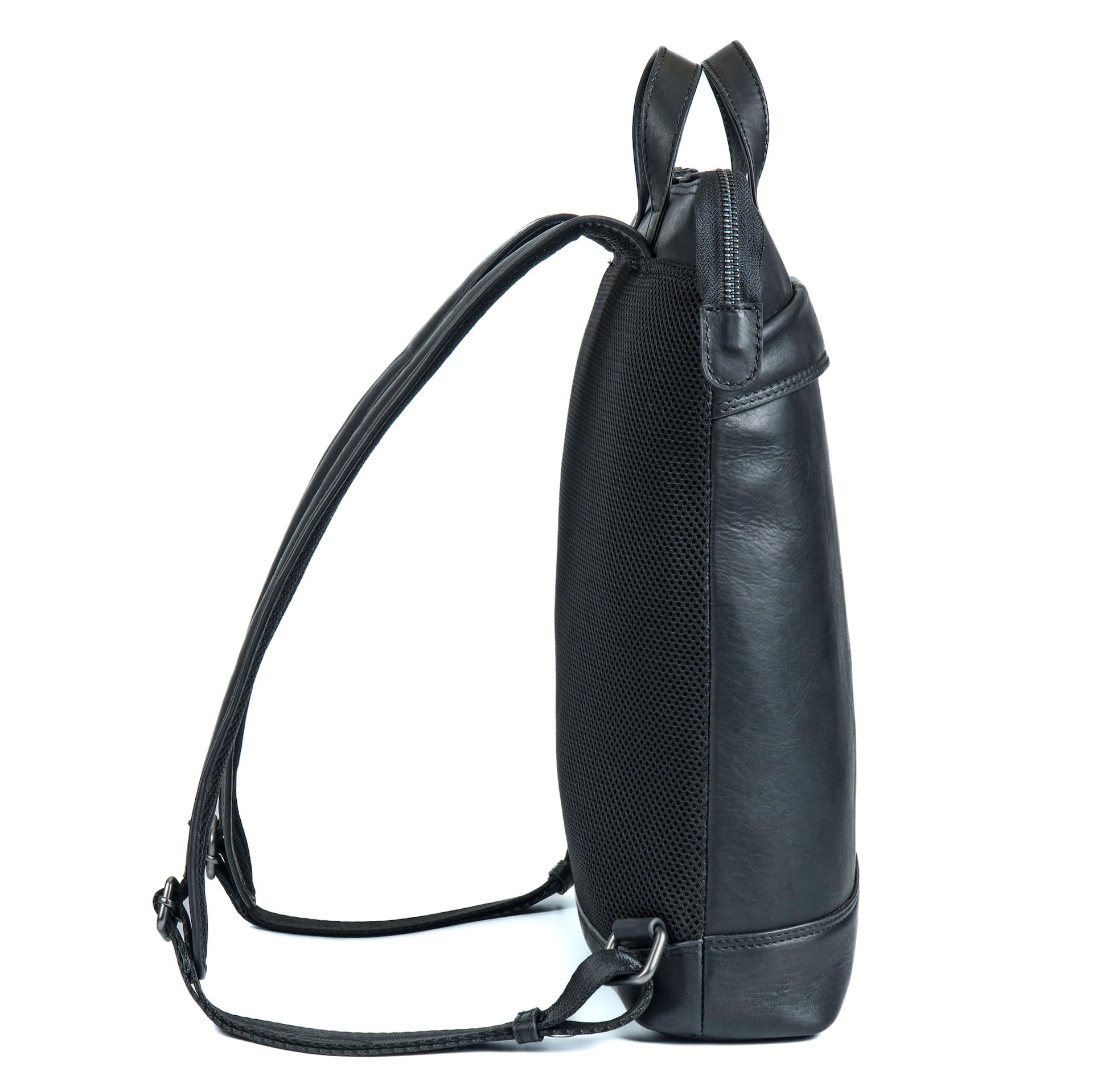 Benthill Torba listonoszka z prawdziwej skóry - plecak na ramię plecak rowerowy plecak trekkingowy - damski plecak męski - skórzany plecak, Czarny (Black)
