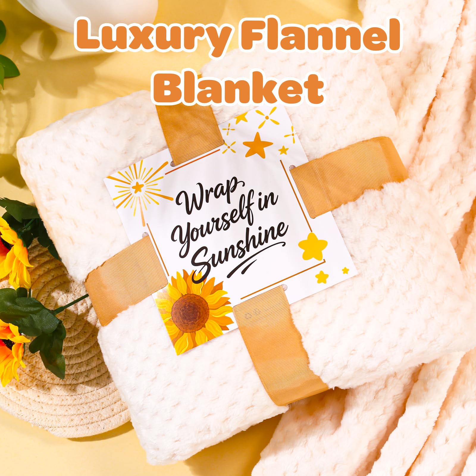 Sunflower Gift Box for Women, Sunshine Birthday Gifts, Luxury Self Care Package, 9-in-1 Gift Baskets with Blanket, Tumbler, Candle, Bath Bomb, Plush & More, Get Well Soon, Valentine Day Gifts
