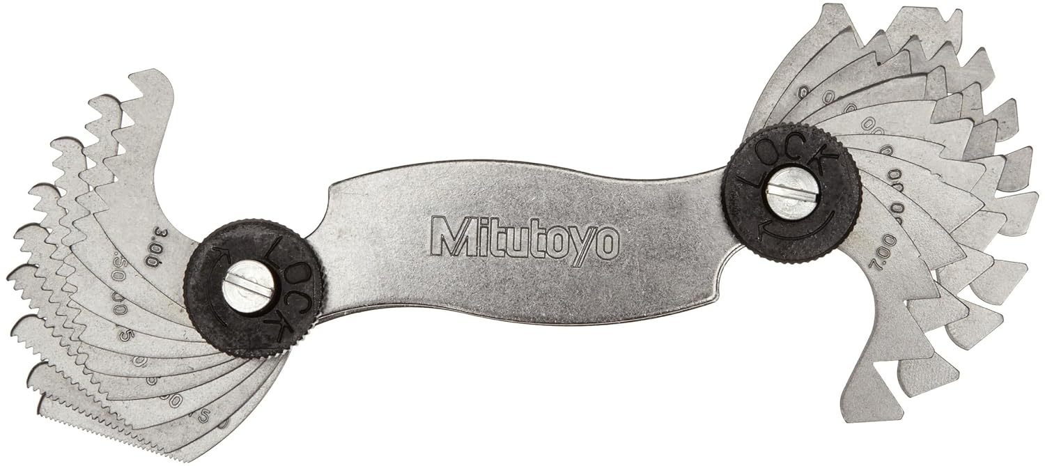 Mitutoyo 188-121, Screw Pitch Gage, 0.4mm to 7mm, 18 Leaves