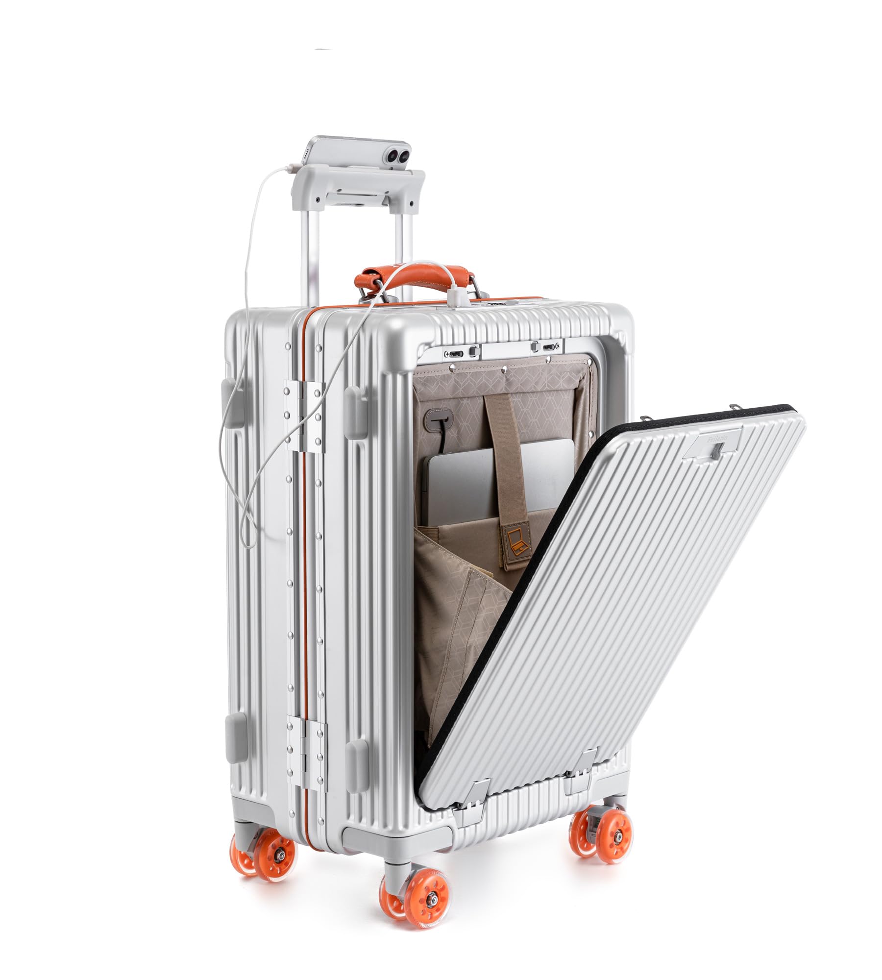 feilario PC Hardside Carry On Luggage, Aluminum Frame, TSA Lock, Cup Holder