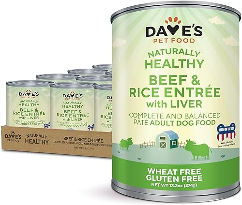 Dave's Pet Food Wet Dog Food (carne de res y arroz), hecho en Estados Unidos, naturalmente saludable, comida enlatada para perros, vitaminas y disponible en Yaxa Colombia