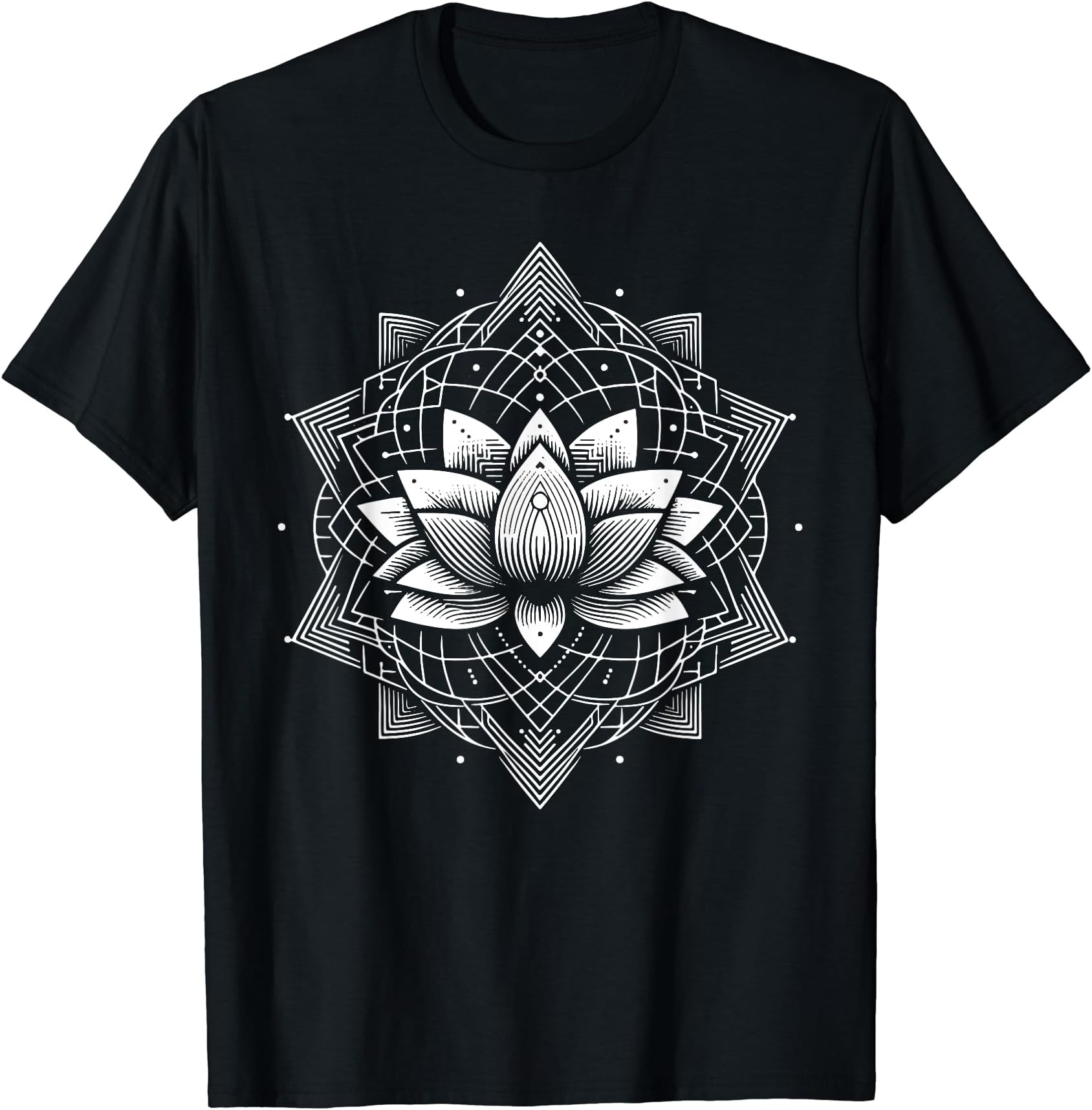 Sacred Geometry Yoga MeditationLotus Flower Mandala Sacred Geometry Geometric Arts T-Shirt
