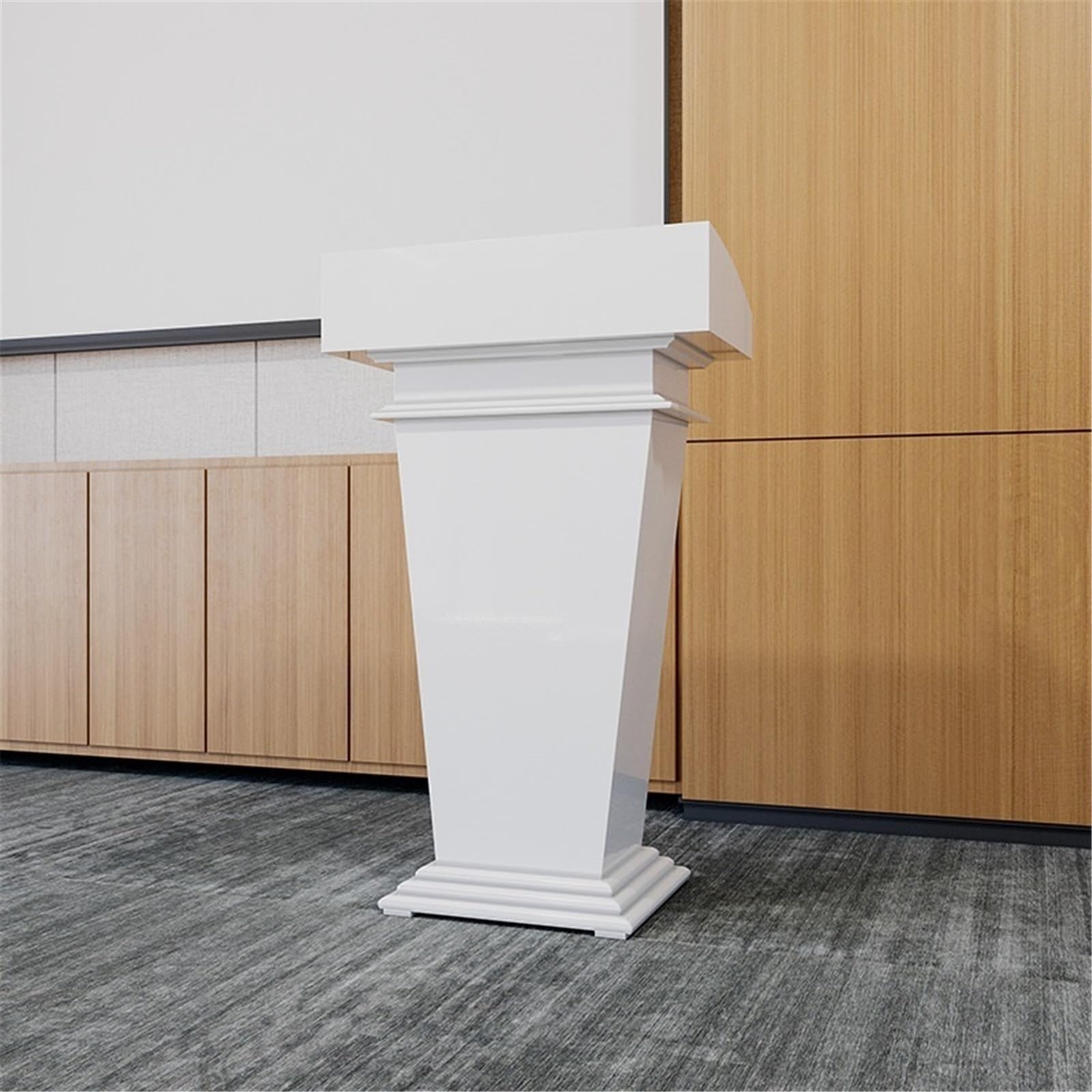 Mównica Drewniana mównica na podium do szkoły, biura i konferencji, brązowo-biała Podium(Biały)