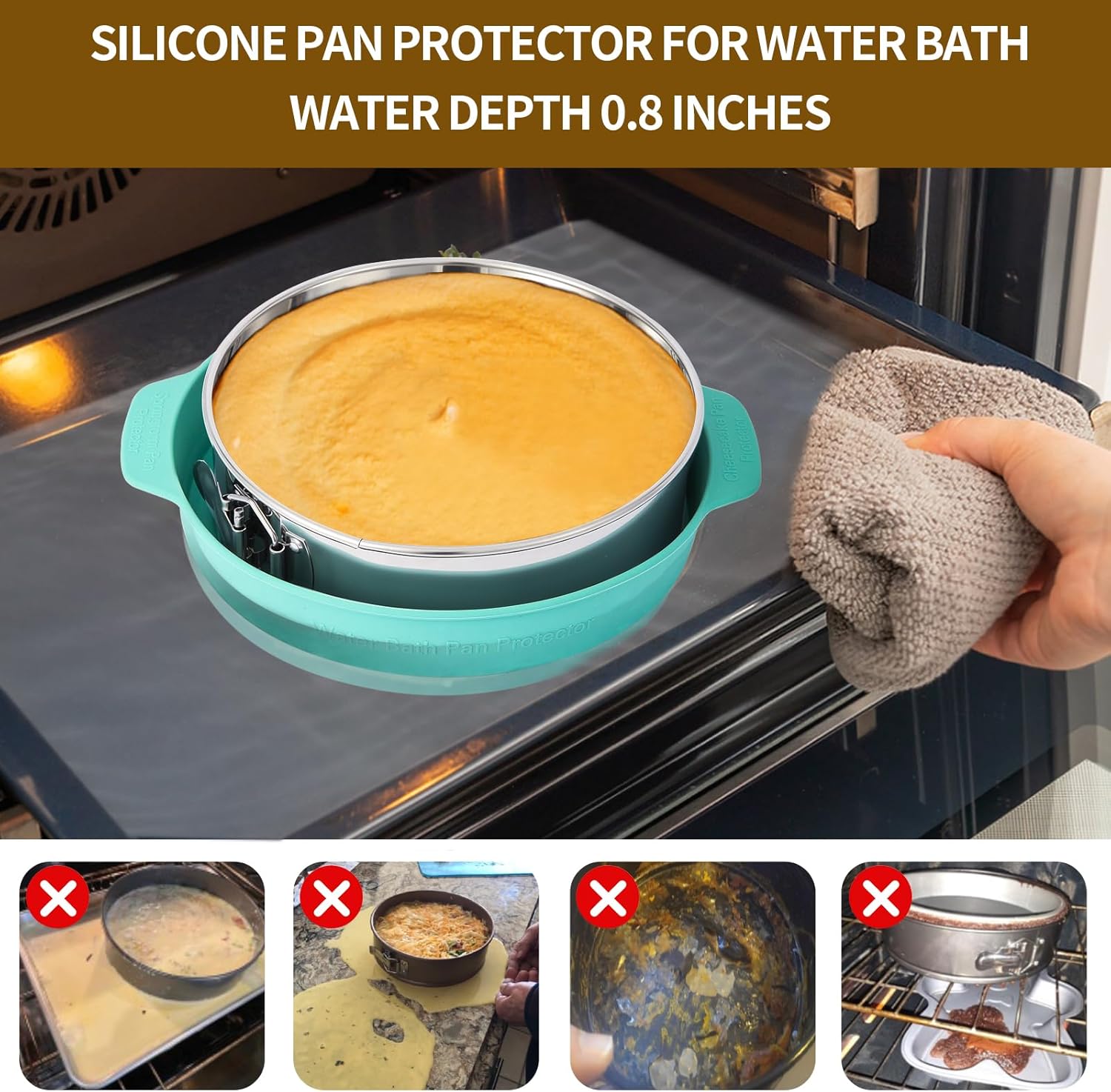 9 Inch Springform Pan - 304 Stainless Steel Nonstick Springform Cake Pan with Removable Bottom, 10 Inch Silicone Leakproof Cheesecake Pan Protector with Parchment Paper - Image 4