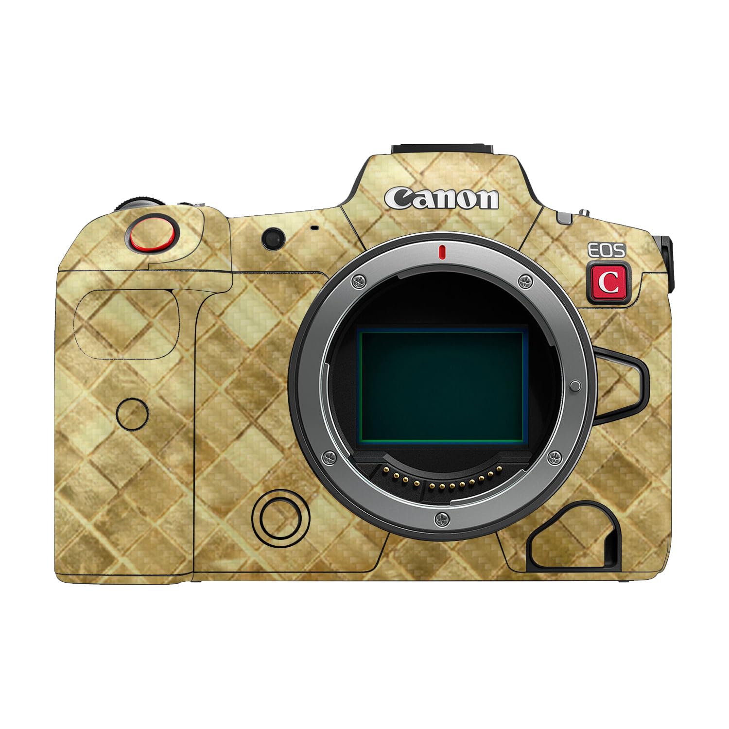 Carbon Fiber Camera Skin Compatible with Canon EOS R5C (2022) - Gold Tiles - Premium 3M Vinyl Protective Wrap Decal Cover - Easy to Apply | Crafted in the USA by MightySkins