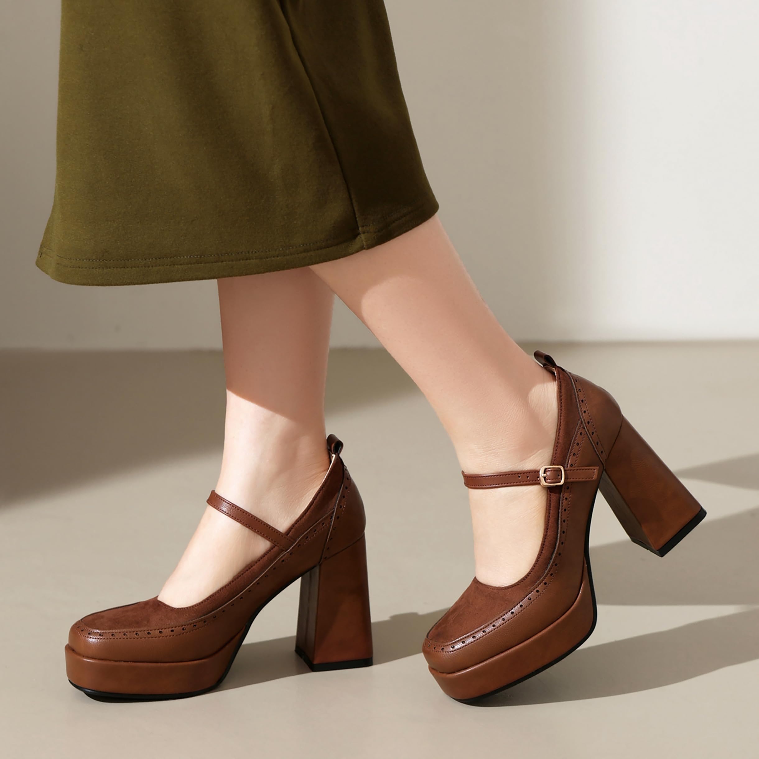 Donna Tacco a Blocco Mary Jane con Plateau Dp809 High Heel, Numero 34-43