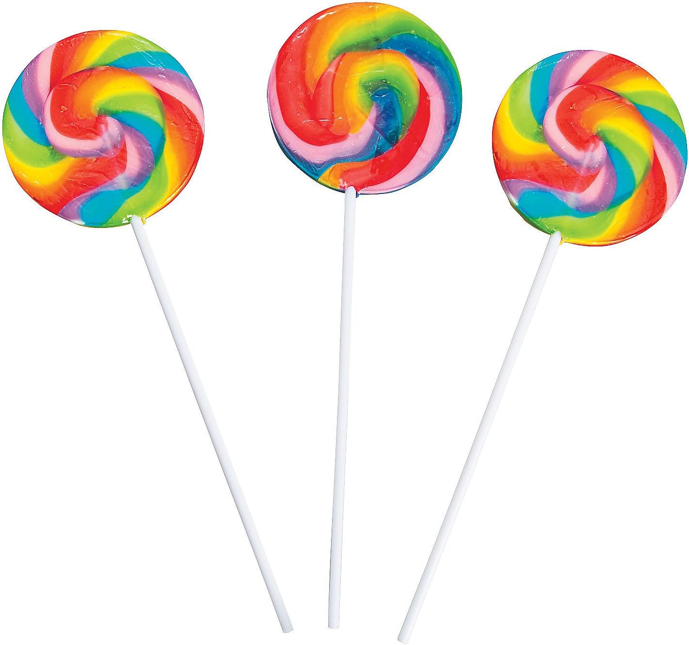 Fun Express Swirl Lollipops, Large, 2 3/4-Inch Suckers, 6-Inch Plastic Stick, Cherry, VBS Vacation Bible School Supplies/Decor Pack of 12