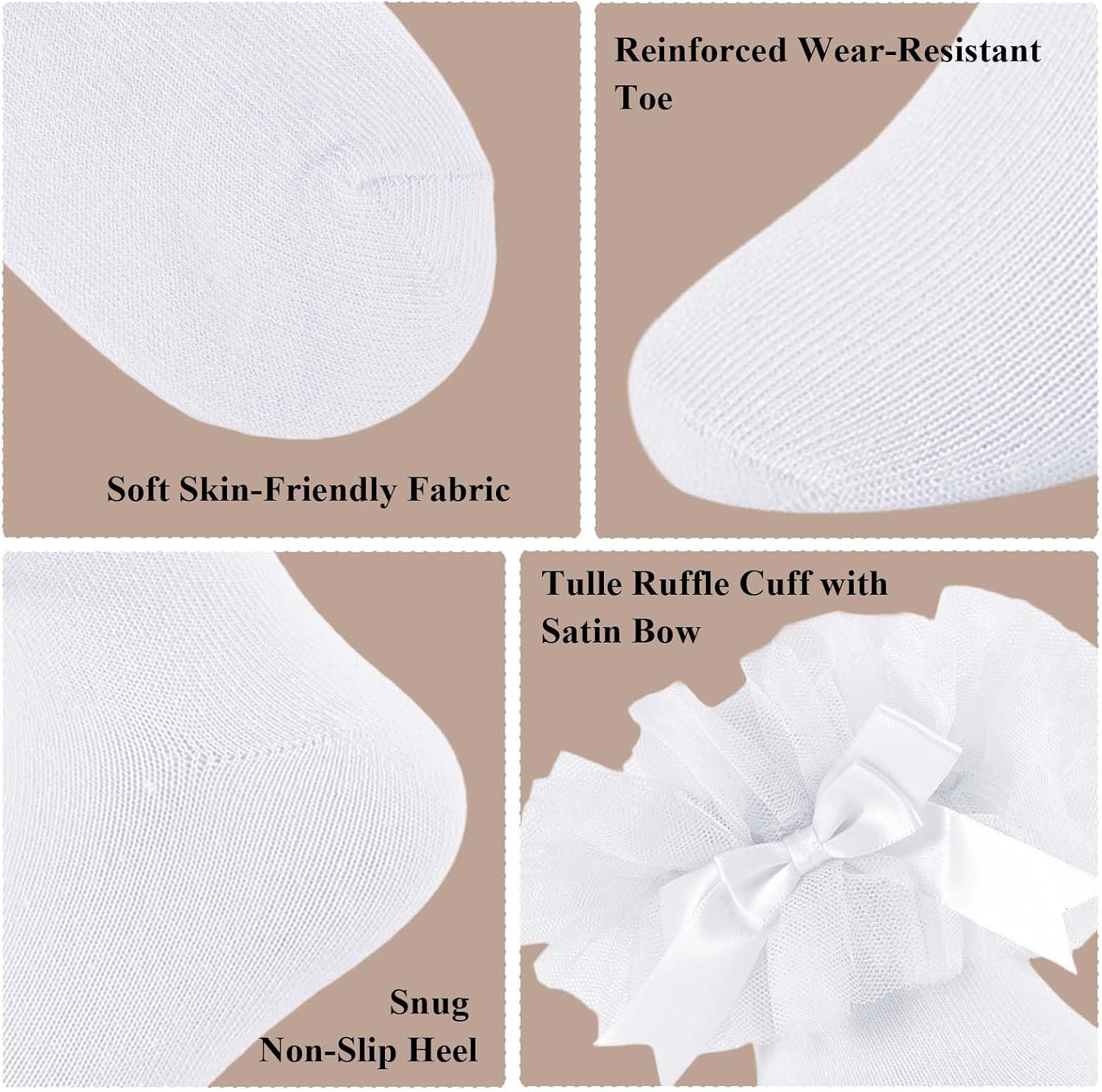 3 Pairs Ruffle Socks for Girls, Soft Cotton Frilly Lace Ankle Socks with Bow, Cute Tutu Dress Socks for School & Daily