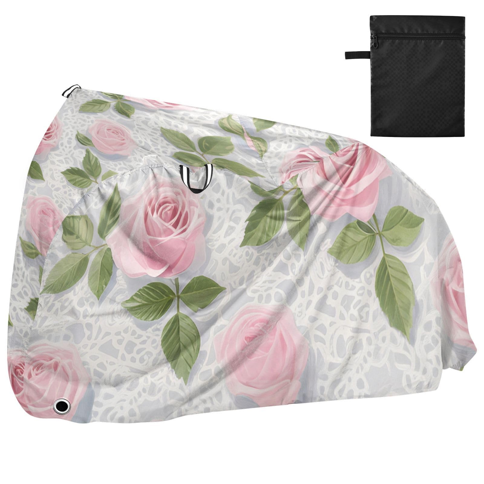 Housse de vélo imperméable en dentelle rose avec trous de verrouillage, anti-poussière, pluie, neige, UV, convient à la plupart des vélos d'appartement imperméables