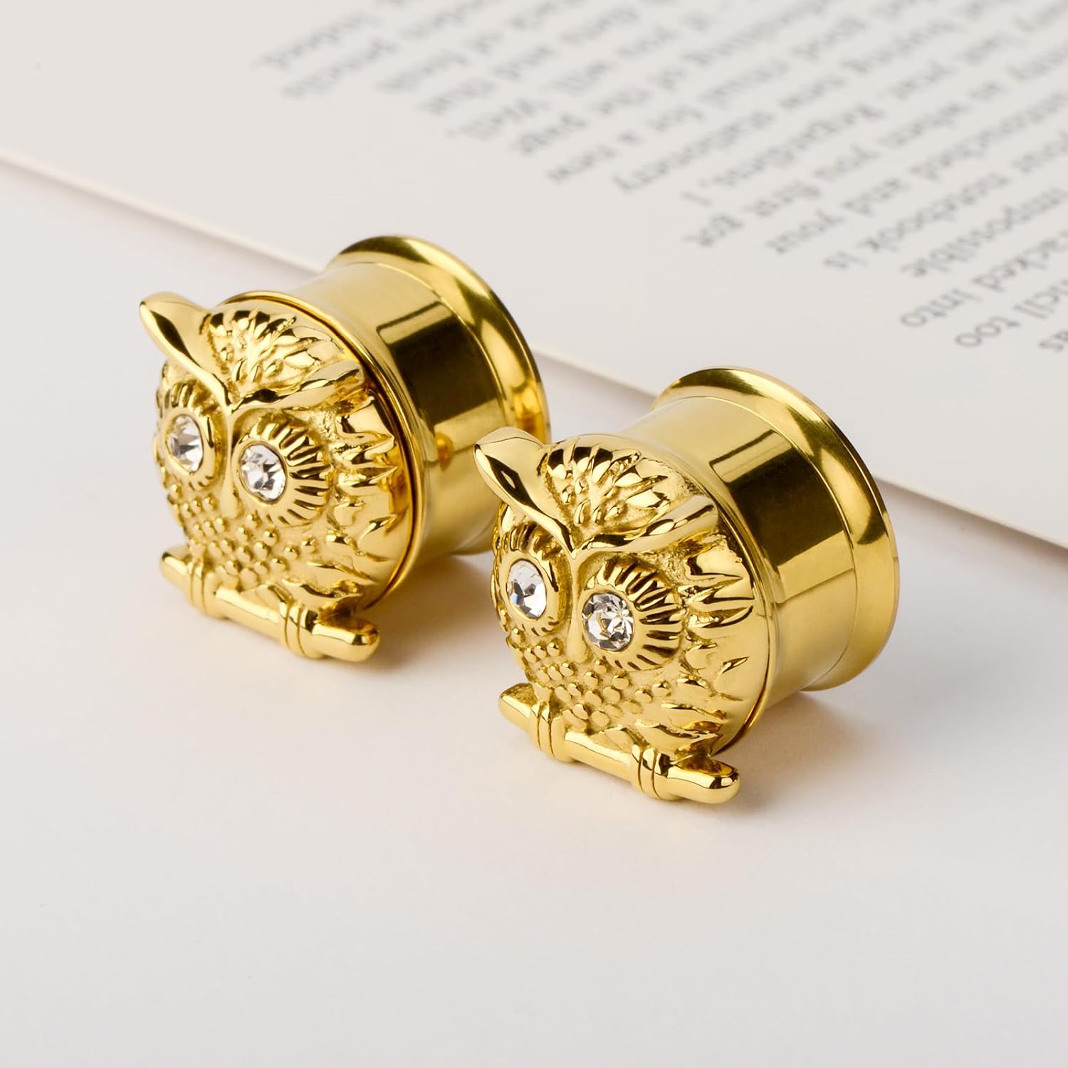2PCS Double Flared Owl Ear Gauges Hypoallergenic 0g 00g Earring Plugs Tunnels 316 Stainless Steel Ear Expander Stretcher Piercing Body Jewelry