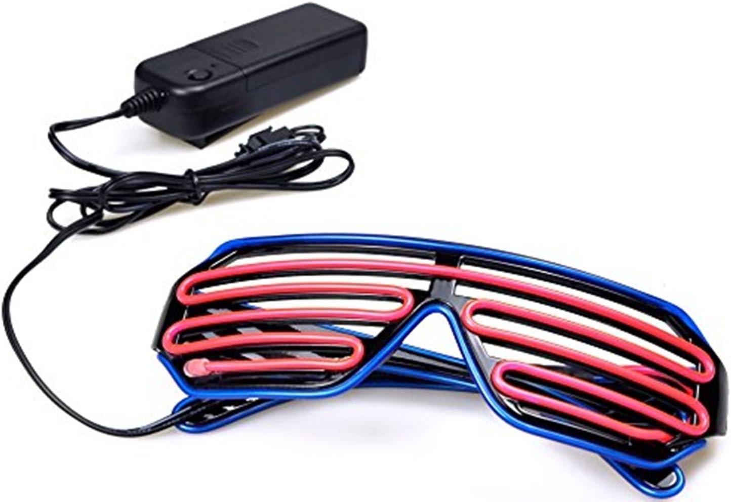 J&L Glasses LED Light Up Shutter Glasses EL Wire Neon Glasses Sound Activated for Halloween Disco Bar Party