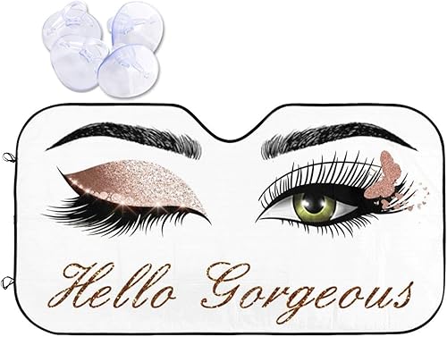 Miniatura 8 de Paraguas para parabrisas de automóvil, con pestañas de Hola ojos, magnífico parasol para automóvil, bloqueo UV, plegable, para la mayoría de